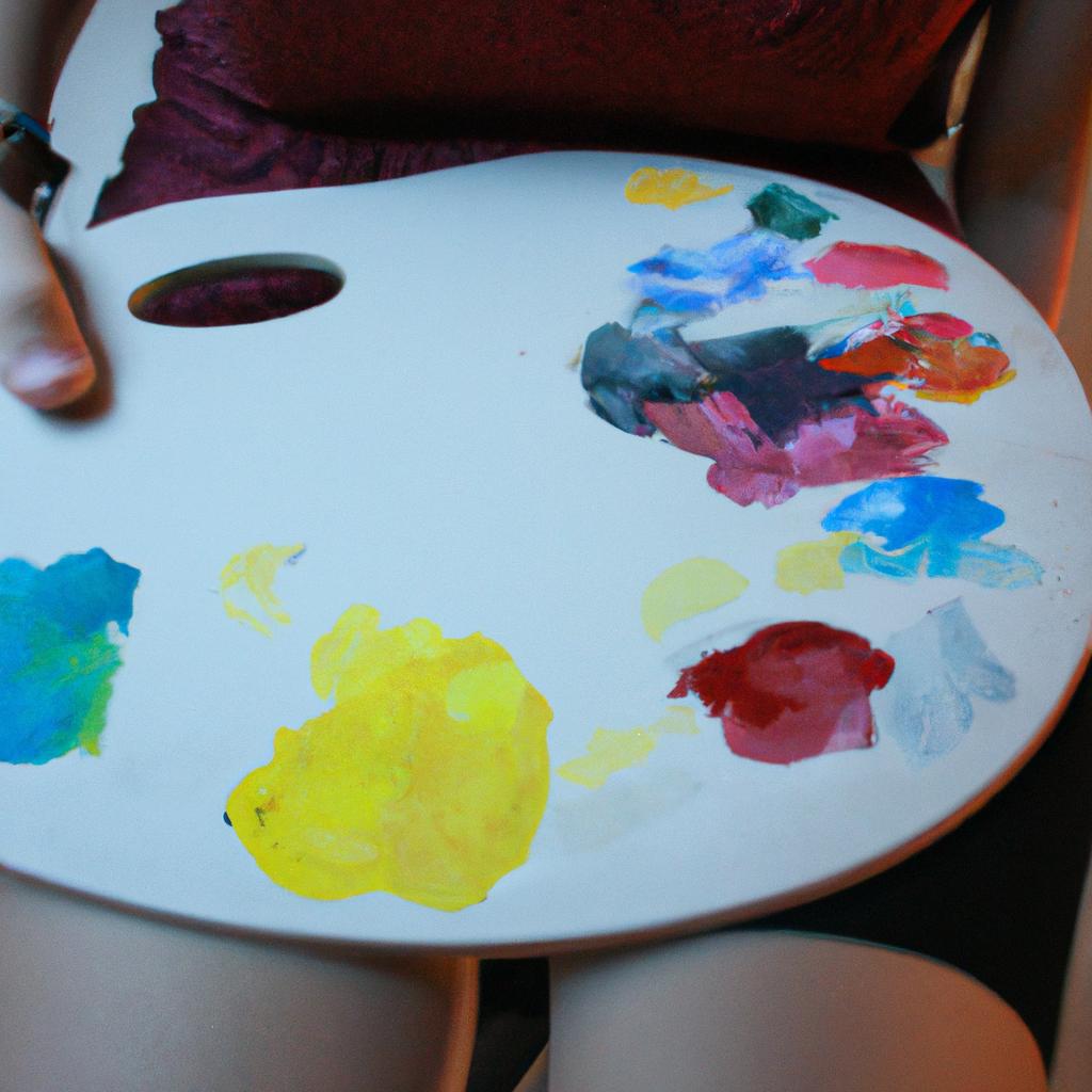 Person painting with colorful palette